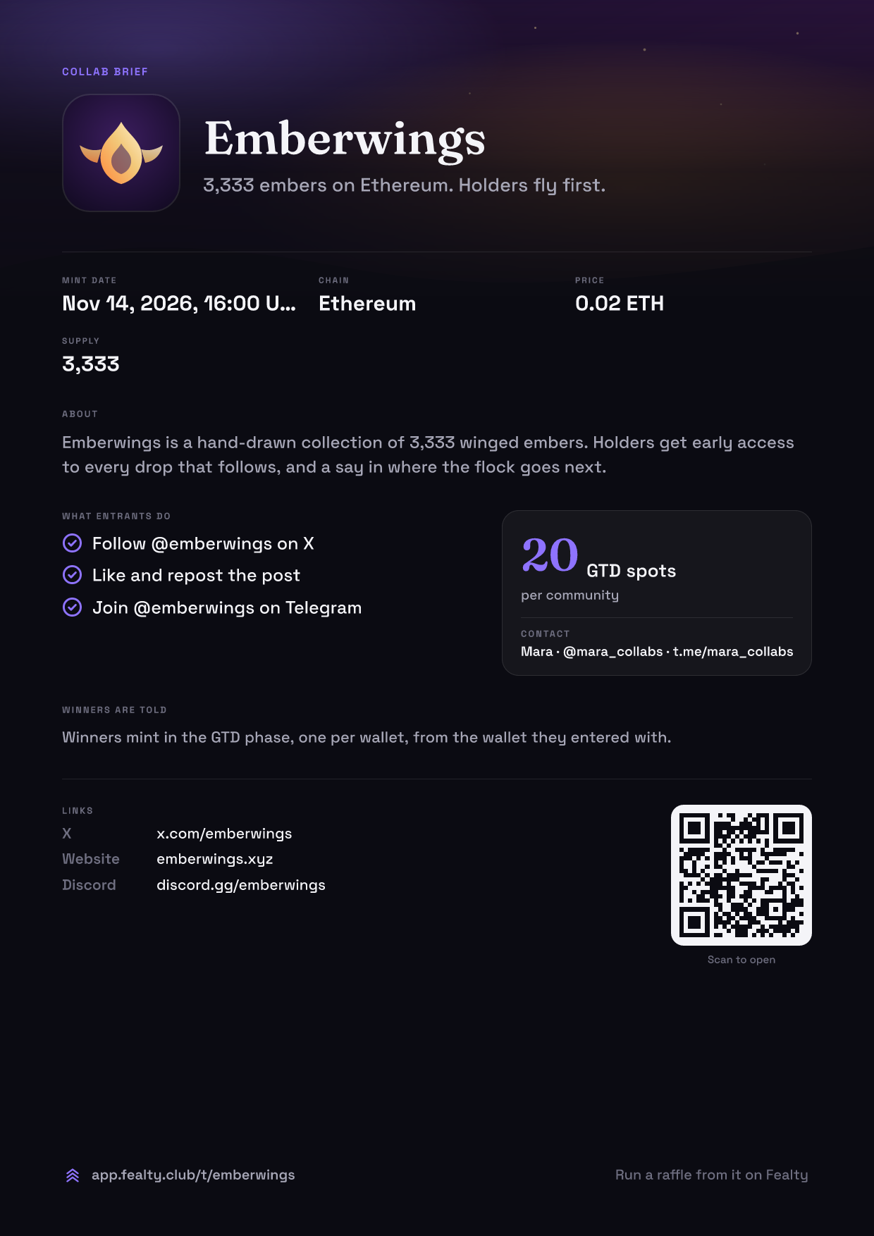 The example collab brief as a one-page PDF